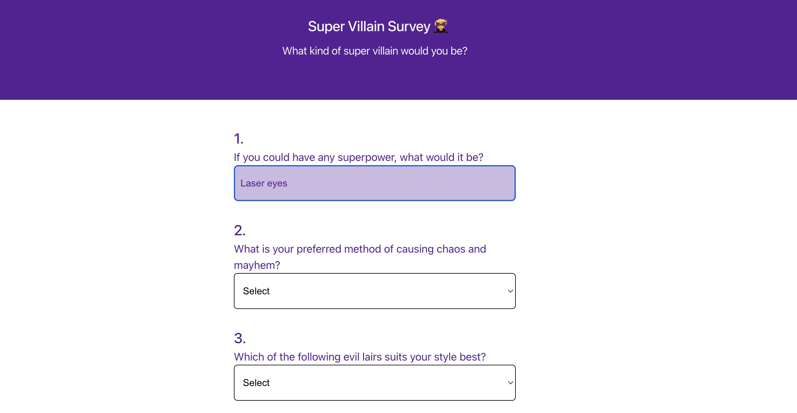 project survey vite solo